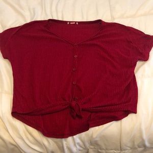 red t shirt with buttons